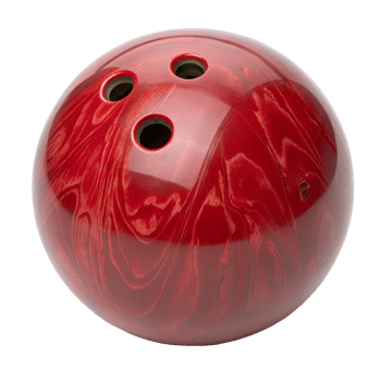 Bright red bowling ball resting on smooth surface png