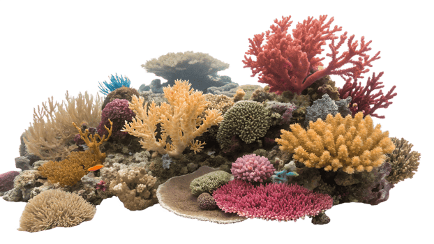 Vibrant coral reef teeming with marine life png