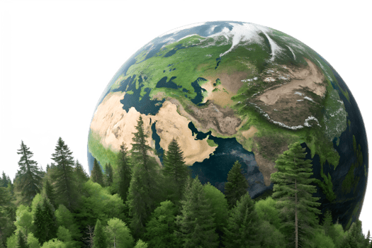 Lush forests and mountains surround Earth png