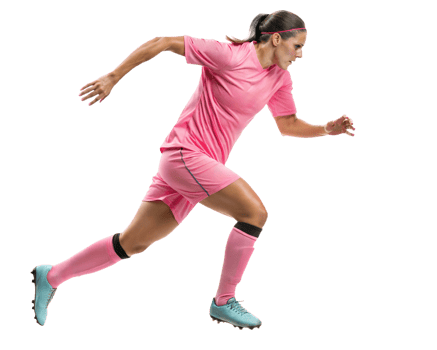 Female soccer player sprinting during a match png