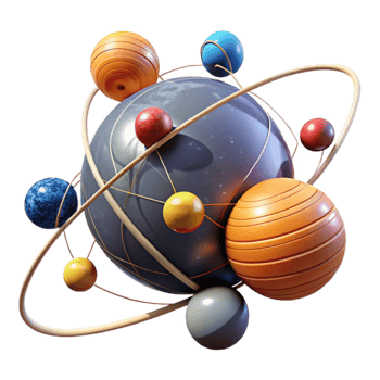 Colorful Cosmic Sphere Planetary System Visualization png