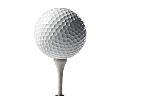 Golf ball positioned on a tee for a swing png