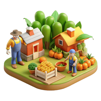 vibrant minimalist Farm Life Harvesting Fall Crops in a Rural Village high resolution png