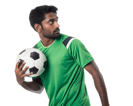 Soccer player preparing for a throw in action png