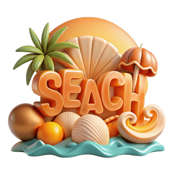 magnificent modern Summer Beach Vacation Sun, Sand, and Shells exclusive png