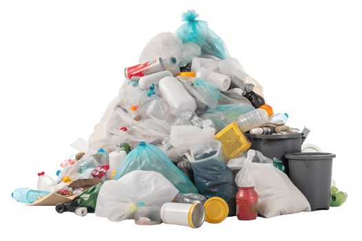 Mountains of waste in a recycling facility png