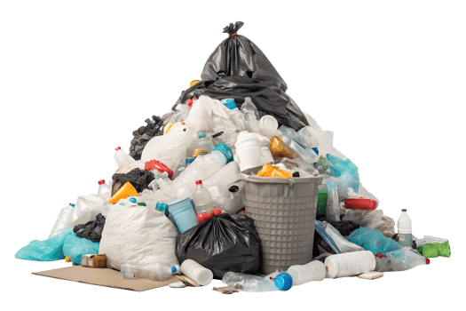 Pile of discarded waste materials at cleanup site png