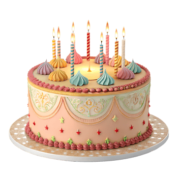 Brightly decorated birthday cake png