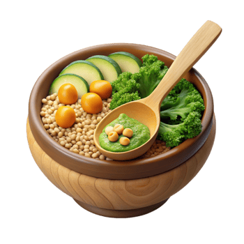 elegant creative Healthy Vegetarian Bowl Zucchinis, Broccoli, and Soybeans detailed png
