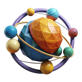 impressive creative Abstract 3D Colorful Geometric Planetary System premium png
