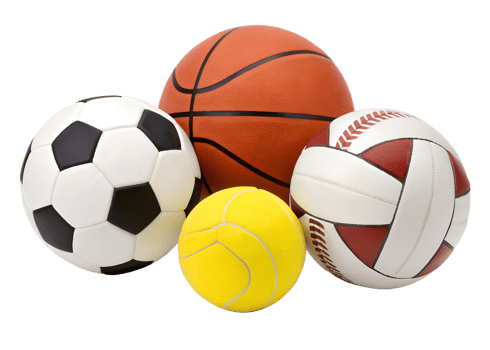Variety of sports balls on a plain background png