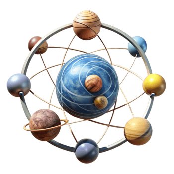stunning abstract Celestial Orbits Planetary Model Visualization detailed png