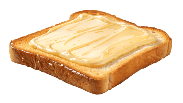 Delicious toasted bread with creamy topping png