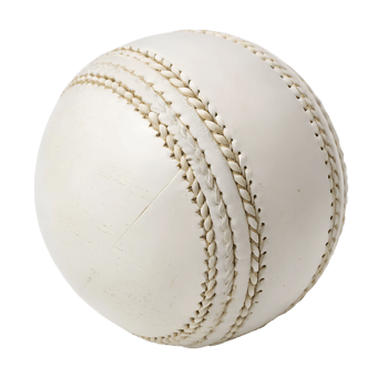 Crisp white cricket ball resting on a surface png