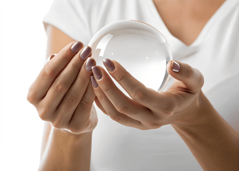 Crystal ball gazing with delicate hands png
