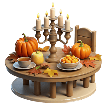 impressive modern Autumn Harvest Table Setting Pumpkins, Candles, and Tea high resolution png