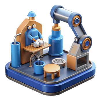 magnificent creative Automated Manufacturing Robotic Arm and Industrial Worker exclusive png