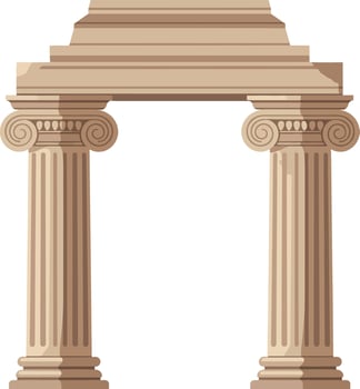 Classic architectural arch with Corinthian columns in a minimal and elegant design style, showcasing intricate detailing in flat illustration vector