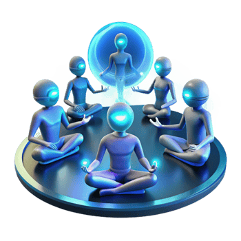 AI Collective Meditation A Futuristic Vision of Shared Consciousness png