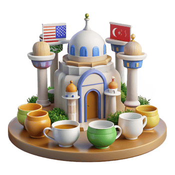 Global Tea Ceremony Cultural Fusion in Miniature png