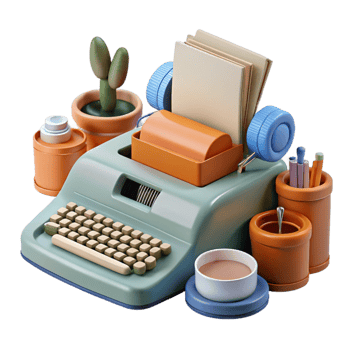 beautiful creative Retro Typewriter Workspace Creative Writing Setup exclusive png