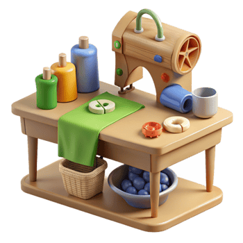 elegant abstract Sewing Machine Tabletop 3D Render authentic png