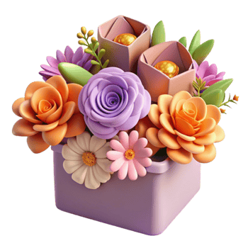 impressive contemporary Vibrant Flower Bouquet in Purple Pot premium png