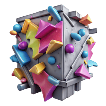 vibrant minimalist Abstract 3D Cube with Colorful Geometric Shapes exclusive png