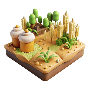 Whimsical 3D Render of a Miniature Landscape png