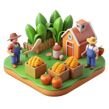 magnificent traditional Farm Scene 3D Render of Corn Harvest premium png