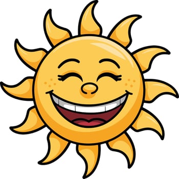 a cartoon sun smiling with big smile vector