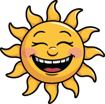 cartoon sun smiling with big smile vector
