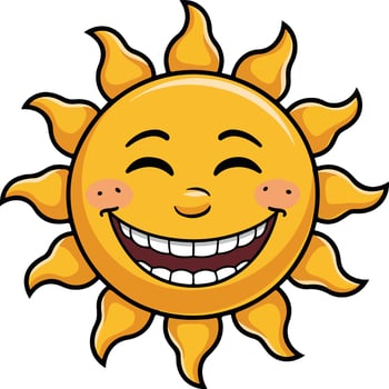 cartoon sun smiling with a big smile vector