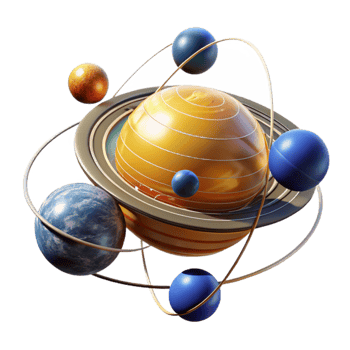 Cosmic Planetary System Orbits, Celestial Bodies, 3D Render png