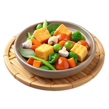 Vegan Tofu Stir-Fry with Assorted Vegetables png