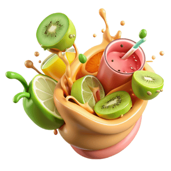 Refreshing Fruit Smoothie Splash Kiwi, Lime, Orange, Citrus Blend png