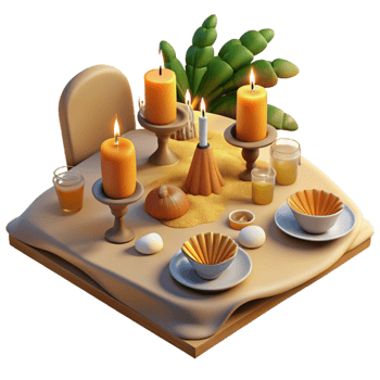 stunning artistic Cozy Autumn Table Setting with Candles 4K png