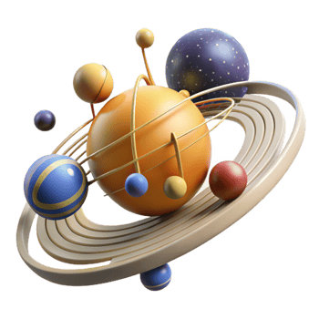 Cosmic Orbiter A 3D Render of Planetary System png