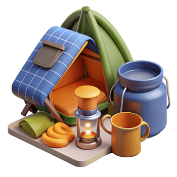 impressive artistic Camping Essentials Tent, Lantern, Mug More genuine png