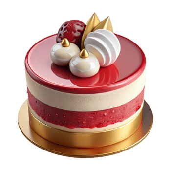 Elegant Red Velvet Cake with Meringue and Glaze png
