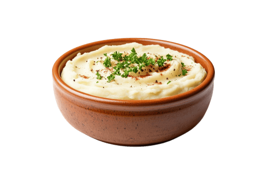 Creamy mashed potatoes served in a bowl png