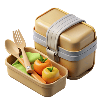 elegant vintage Healthy Lunchbox with Cutlery and Fruits detailed png