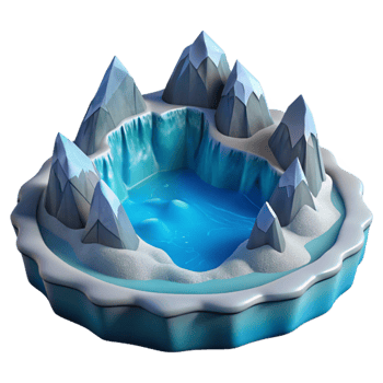 Frozen Lake Mountain Scene 3D Render png
