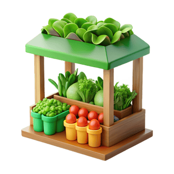 extraordinary vintage Fresh Produce Market Stand Vegetables, Fruits, and Greens 4K png