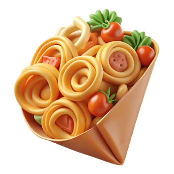 magnificent rustic Curled Pasta in a Paper Wrapper with Tomatoes high resolution png