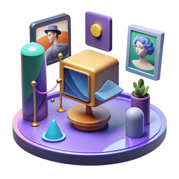 impressive minimalist Digital Art Gallery 3D Render of Modern Artwork genuine png