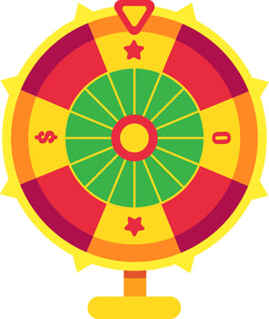 Colorful wheel of fortune spinning and waiting for a gambler to bet money and try to win a prize, ideal for gambling, casino and luck related concepts vector