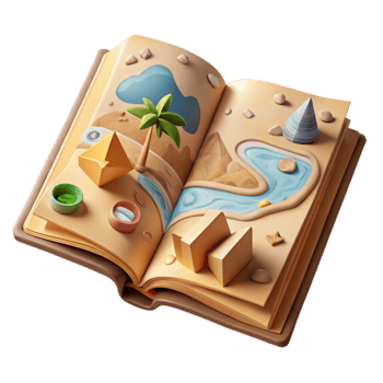 serene contemporary 3D Pop-up Book Desert Oasis Adventure professional png