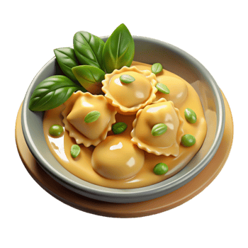 beautiful rustic Creamy Ravioli with Peas and Basil high quality png