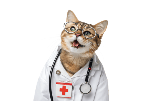 Cat in doctor outfit with glasses png